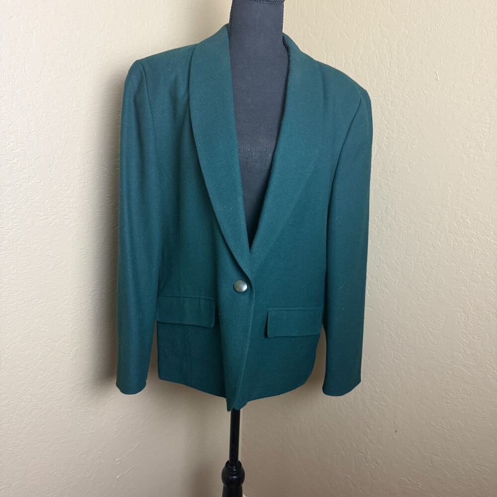 Pendleton Classic Women’s Green Virgin Wool Blazer Jacket Made USA Lined